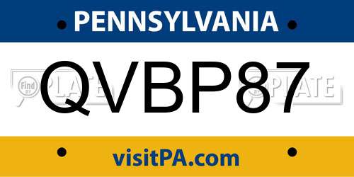 QVBP87 Pennsylvania License Plate