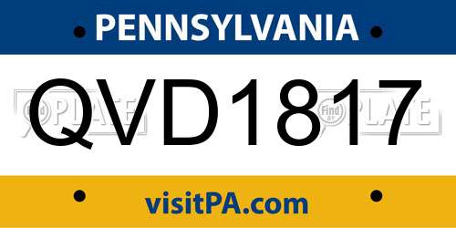 QVD1817 Pennsylvania License Plate