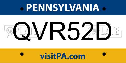 QVR52D Pennsylvania License Plate