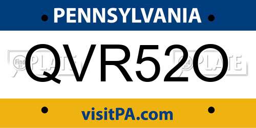 QVR52O Pennsylvania License Plate