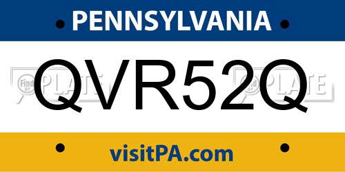 QVR52Q Pennsylvania License Plate