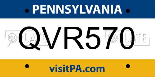QVR570 Pennsylvania License Plate