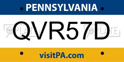 QVR57D Pennsylvania License Plate