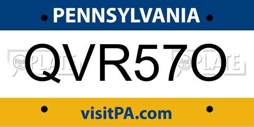 QVR57O Pennsylvania License Plate