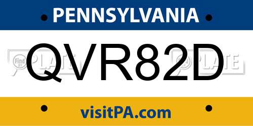QVR82D Pennsylvania License Plate