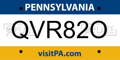QVR82O Pennsylvania License Plate