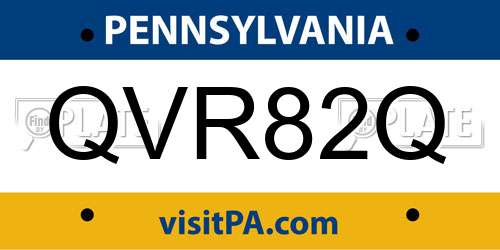 QVR82Q Pennsylvania License Plate