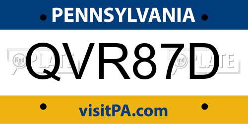 QVR87D Pennsylvania License Plate
