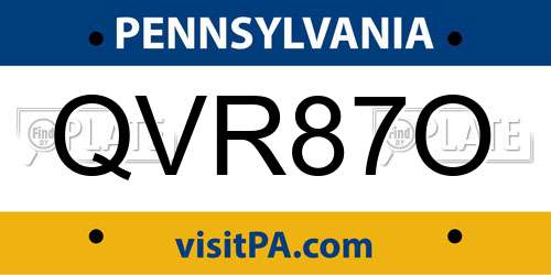 QVR87O Pennsylvania License Plate