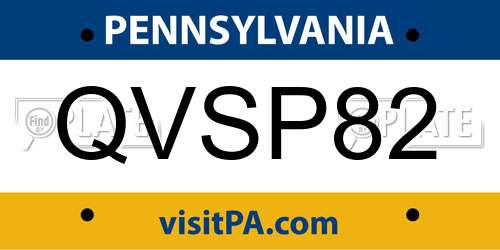 QVSP82 Pennsylvania License Plate