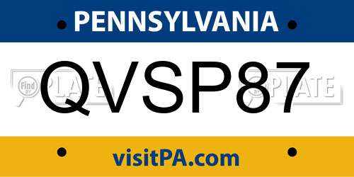 QVSP87 Pennsylvania License Plate