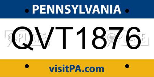 QVT1876 Pennsylvania License Plate
