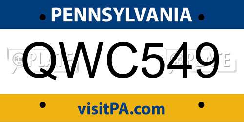QWC549 Pennsylvania License Plate
