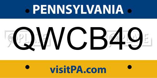 QWCB49 Pennsylvania License Plate