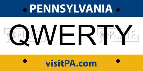 QWERTY Pennsylvania License Plate