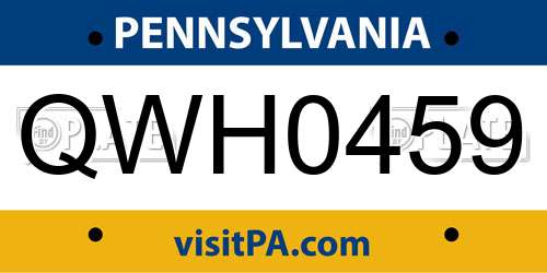 QWH0459 Pennsylvania License Plate
