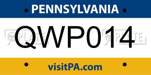 QWP014 Pennsylvania License Plate
