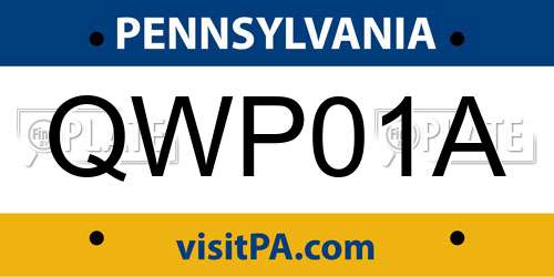 QWP01A Pennsylvania License Plate