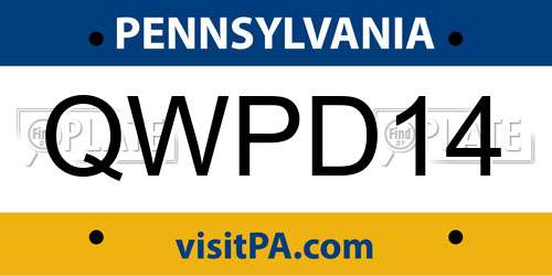 QWPD14 Pennsylvania License Plate