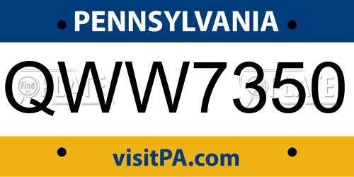 QWW7350 Pennsylvania License Plate
