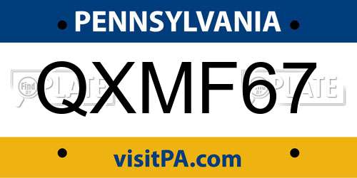 QXMF67 Pennsylvania License Plate