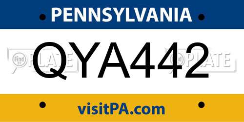 QYA442 Pennsylvania License Plate
