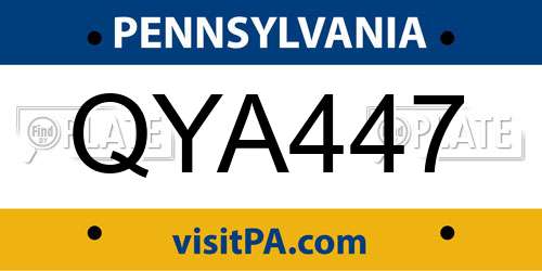 QYA447 Pennsylvania License Plate