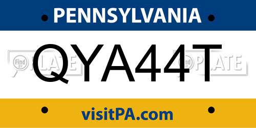 QYA44T Pennsylvania License Plate