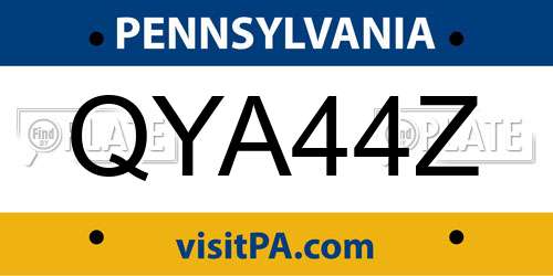 QYA44Z Pennsylvania License Plate