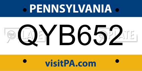 QYB652 Pennsylvania License Plate