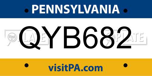QYB682 Pennsylvania License Plate