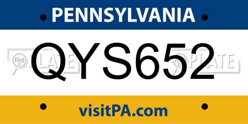 QYS652 Pennsylvania License Plate