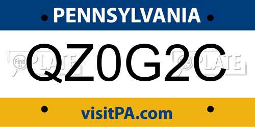 QZ0G2C Pennsylvania License Plate