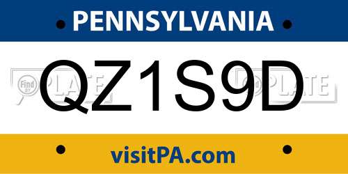 QZ1S9D Pennsylvania License Plate