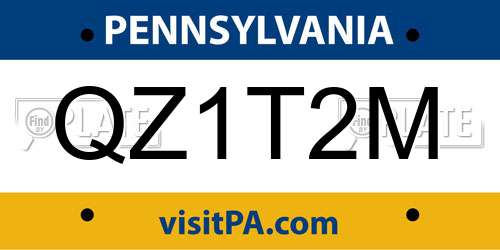 QZ1T2M Pennsylvania License Plate