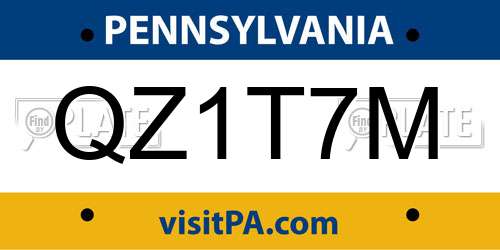 QZ1T7M Pennsylvania License Plate
