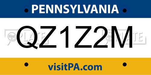 QZ1Z2M Pennsylvania License Plate