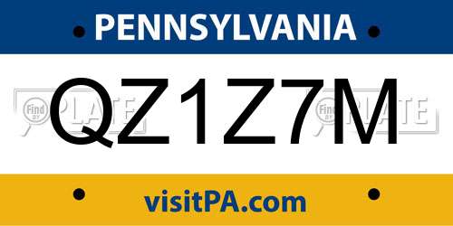 QZ1Z7M Pennsylvania License Plate