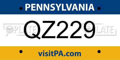 QZ229 Pennsylvania License Plate