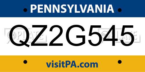 QZ2G545 Pennsylvania License Plate