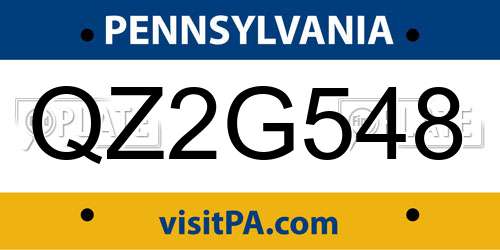 QZ2G548 Pennsylvania License Plate