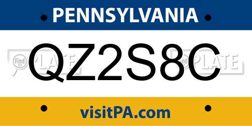 QZ2S8C Pennsylvania License Plate