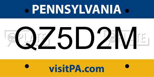 QZ5D2M Pennsylvania License Plate