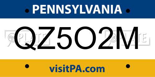 QZ5O2M Pennsylvania License Plate