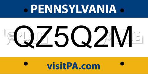 QZ5Q2M Pennsylvania License Plate