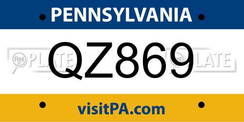 QZ869 Pennsylvania License Plate