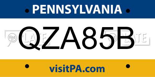 QZA85B Pennsylvania License Plate