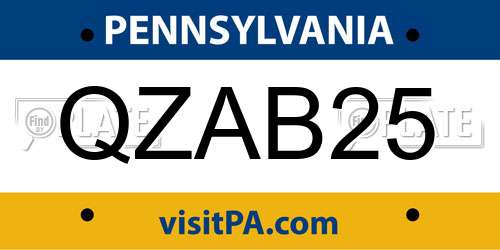 QZAB25 Pennsylvania License Plate
