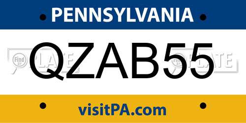 QZAB55 Pennsylvania License Plate