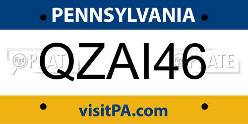 QZAI46 Pennsylvania License Plate